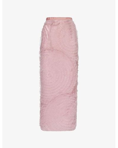 Huishan Zhang Annamarie Spiral Mesh Maxi Skirt - Pink