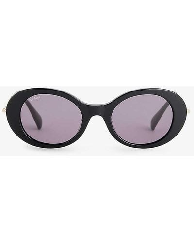 Max Mara Malibu10 Oval-frame Acetate Sunglasses - Black