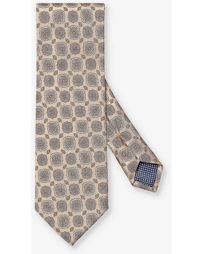 Eton Floral Keep-loop Silk Tie - White