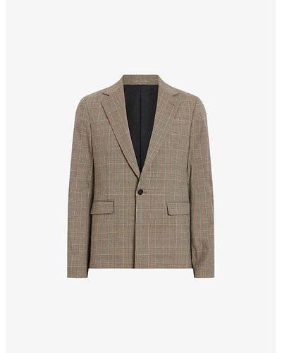 AllSaints Maffrett Check-pattern Cotton-blend Blazer - Brown