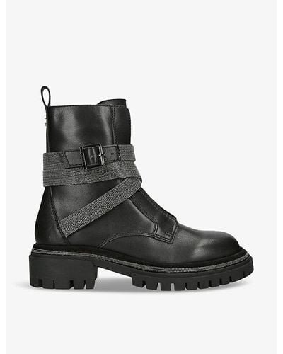 Carvela Kurt Geiger Emblaze Buckle-embellished Leather Ankle Boots - Black