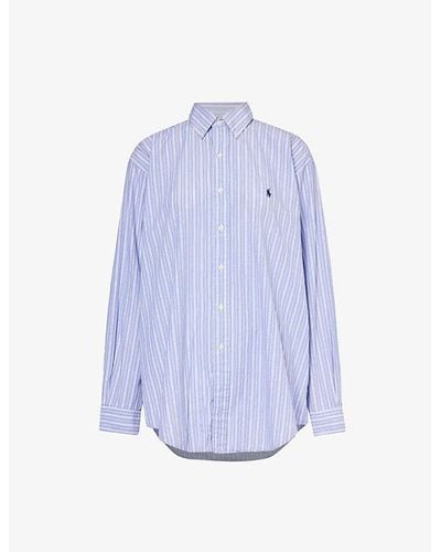 Reformation Vintage Ralph Lauren Striped Cotton Shirt - Blue