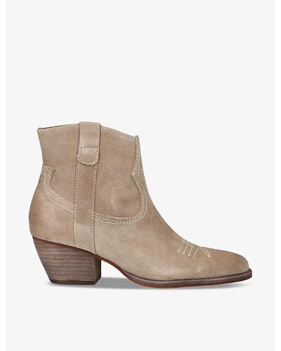 Dolce Vita Silma Contrast-stitch Suede Heeled Ankle Boots - Brown