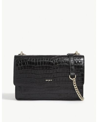 DKNY Bryant Croc-embossed Leather Small Cross-body Bag - Black