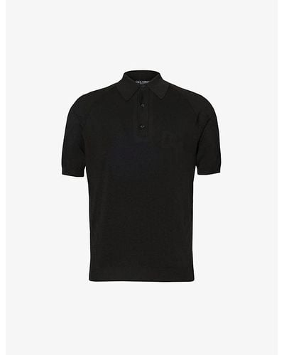 Dolce & Gabbana Mesh-panel Knitted Polo Shirt - Black
