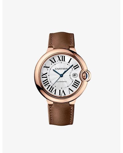 Cartier Crwgbb0041 Ballon Bleu 18ct Rose-gold And Leather Watch - White