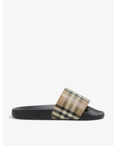 Burberry Furley Check-print Rubber Sliders - White