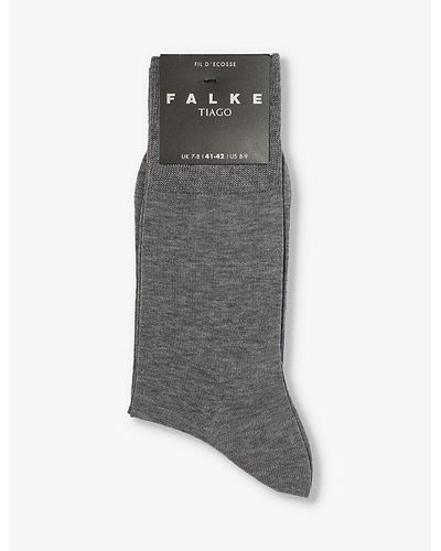 FALKE Tiago Ribbed Stretch-organic Cotton-blend Crew Socks - Gray