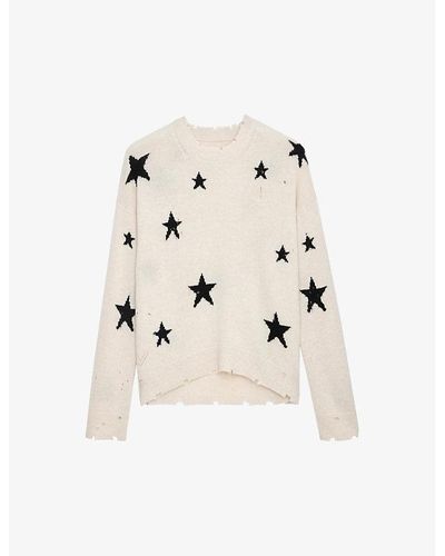 Zadig & Voltaire Markus Star-intarsia Knitted Cashmere Sweater - Natural