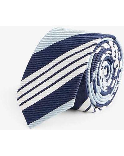 Thom Browne Classic Striped Silk And Cotton-blend Tie - Blue