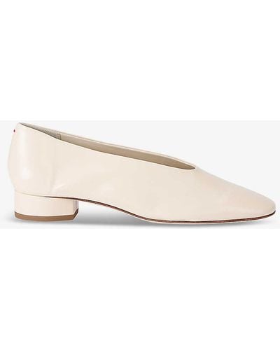 Aeyde Delia Pointed-toe Leather Heeled Courts - Natural