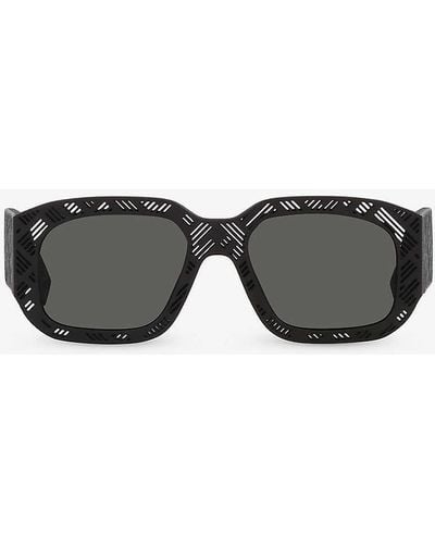 Fendi Fe40113i Shadow Rectangle-frame Acetate Sunglasses - Grey