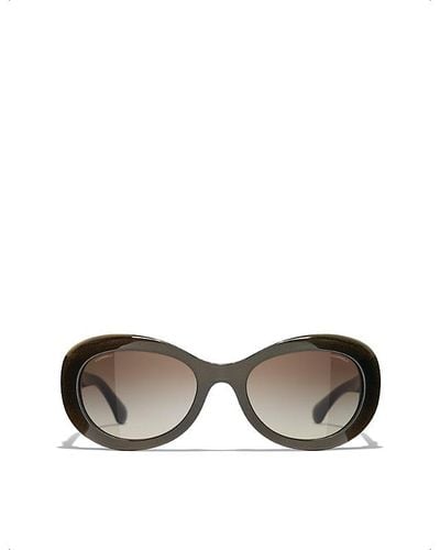 Chanel Oval Sunglasses - Brown
