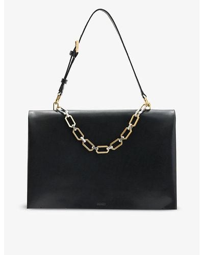 AllSaints Luca Logo-debossed Chain-strap Leather Shoulder Bag - Black