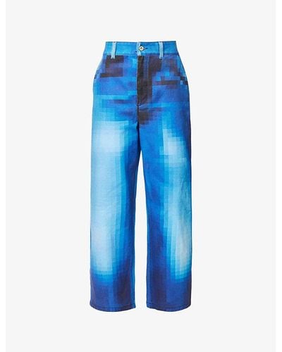 Loewe Pixel Wide-leg Mid-rise Jeans - Blue