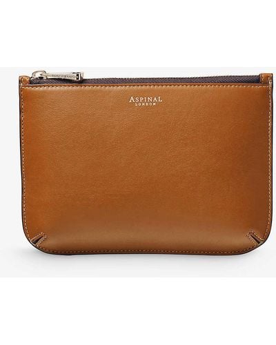 Aspinal of London Ella Medium Logo-print Grained-leather Pouch - White