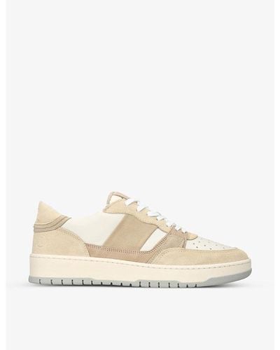 Collegium Alpha Leather And Suede Low-top Sneakers - Natural
