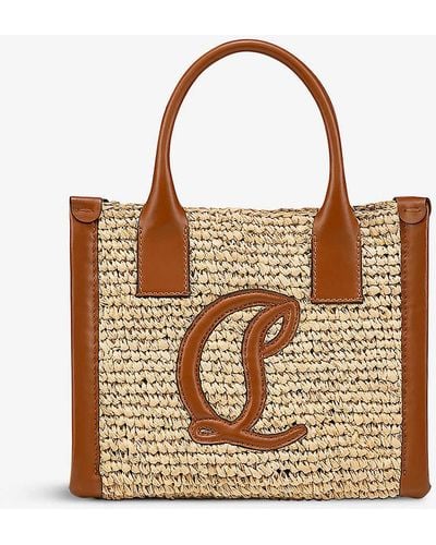 Christian Louboutin Tural By My Side Mini Raffia And Leather Tote Bag - Brown