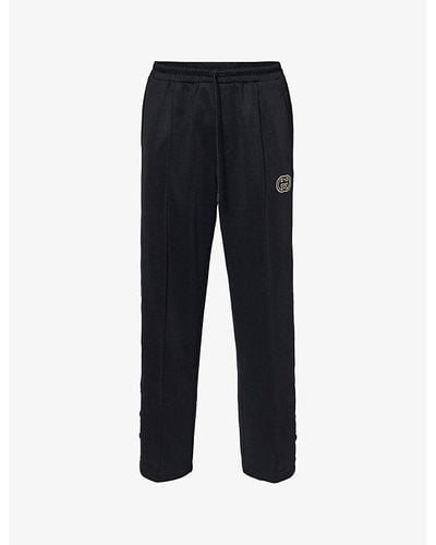 Gucci Brand-appliqué Relaxed-fit Jersey jogging Bottoms - Blue
