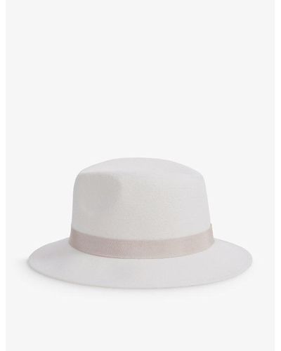Reiss Ally Wide-brim Wool Fedora Hat - White