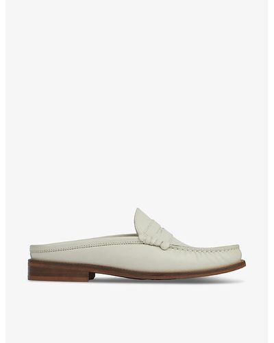 LK Bennett Oslo Backless Leather Loafers - White