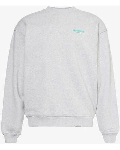 Represent Owners' Club Slogan-print Relaxed-fit Cotton-jersey Sweatshirt - White