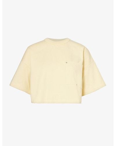 Bottega Veneta Cropped Boxy-fit Cotton-jersey T-shirt - Natural