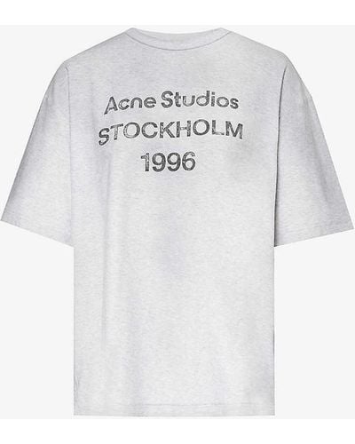 Acne Studios Exford 1966 Logo-pattern Cotton-jersey T-shirt - White