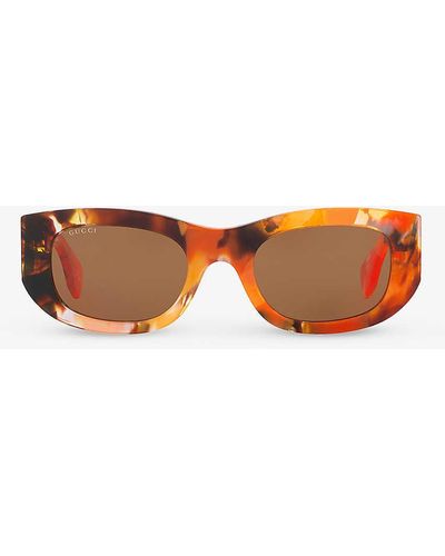 Gucci gg1627s Round-frame Acetate Sunglasses - Orange