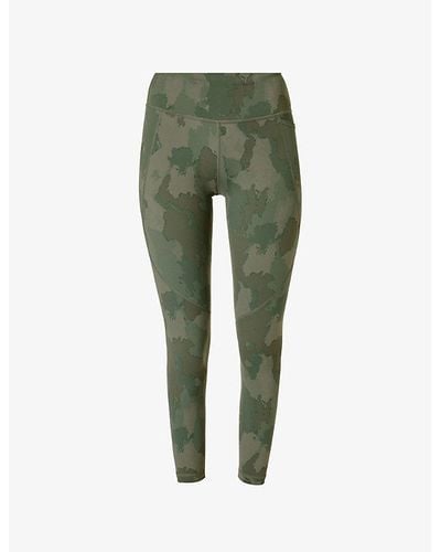 Sweaty Betty Power 7/8 Camouflage-print Stretch-woven leggings - Green