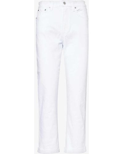 PAIGE High-rise Straight-leg Stretch-denim Jeans - White
