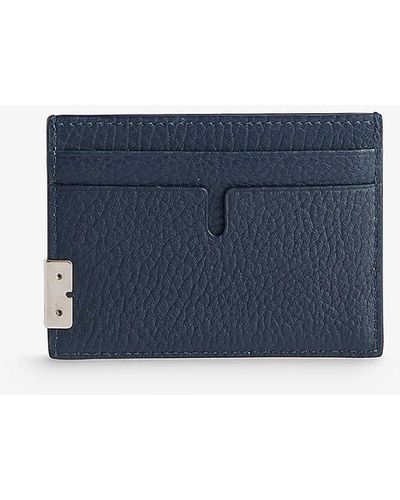 Burberry Sandon Grained-leather Card Holder - Blue