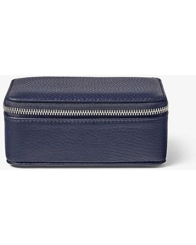 Aspinal of London Logo-print Medium Grained-leather Jewellery Case - Blue