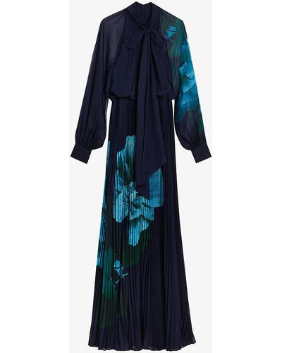 Ted Baker Manami Pussybow Woven Maxi Dress - Blue