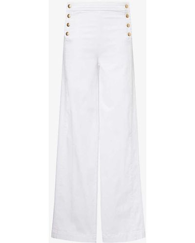 FRAME Sailor Wide-leg High-rise Stretch-denim Jeans - White