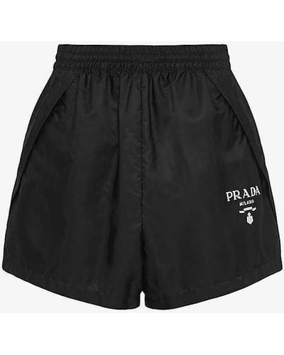 Prada Logo-embellished Re-nylon Recycled-polyamide Shorts - Black