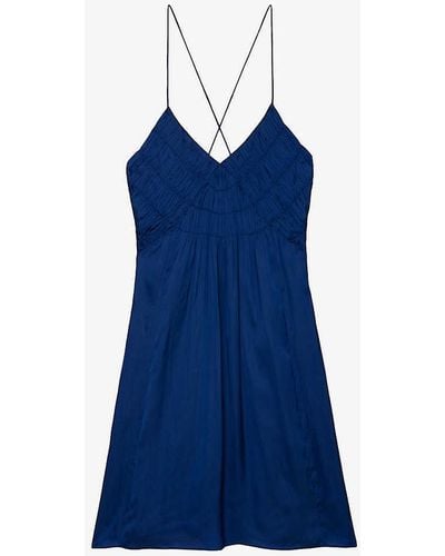 Zadig & Voltaire Rayonna V-neck Recycled-polyester Mini Dress - Blue