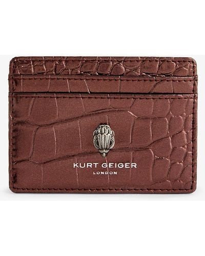 Kurt Geiger Shoreditch Logo-plaque Leather Card Holder - Purple