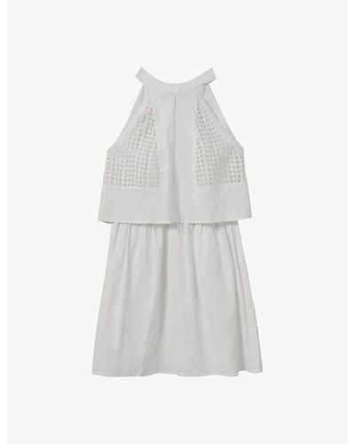 Reiss Eden Broderie Anglaise Stretch-woven Mini Dress - White