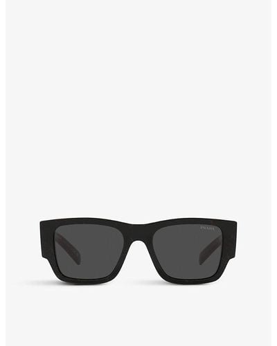 Prada Pr 10zs Pillow-frame Acetate Sunglasses - Gray