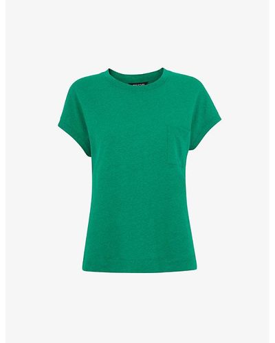 Whistles Ember Round-neck Cotton And Linen-blend T-shirt - Green