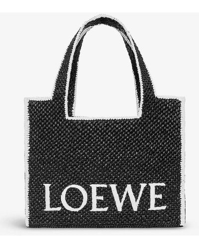 Loewe X Paula's Ibiza Large Raffia Tote Bag - Black