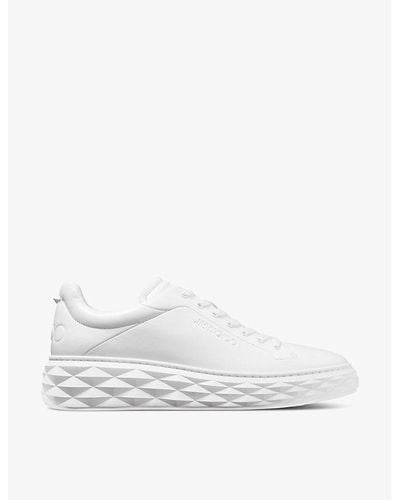 Jimmy Choo Diamond Maxi Logo-embossed Leather Low-top Sneakers - White