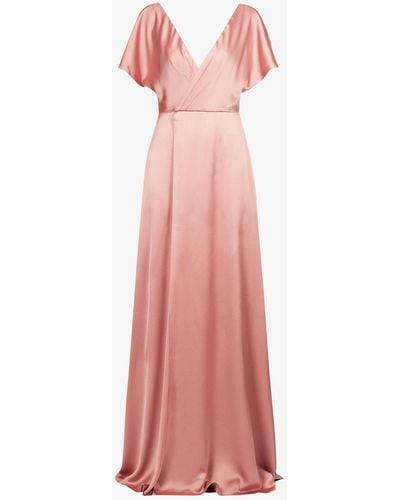 Jenny Yoo Raya V-neck Satin Gown - Pink
