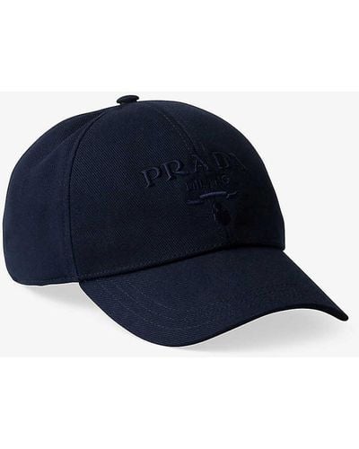 Prada Logo-embroidered Adjustable Woven Baseball Cap - Blue