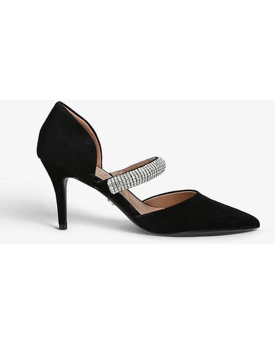 Carvela Kurt Geiger Amalfi Crystal-embellished Suede Heeled Courts - Black