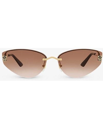 Cartier 6l001691 Ct0431s Cat Eye-frame Metal Sunglasses - White