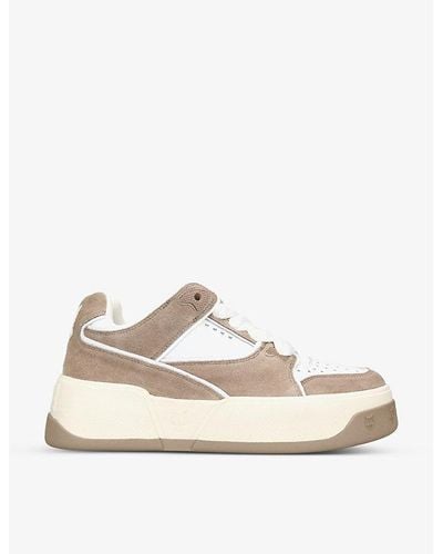 Naked Wolfe Kash Chunky-sole Suede And Leather Low-top Trainers - Natural