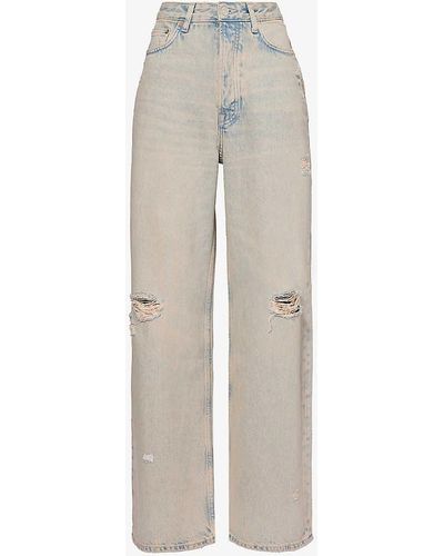 Samsøe & Samsøe Shelly Faded-wash Wide-leg Recycled Denim-blend Jeans - White