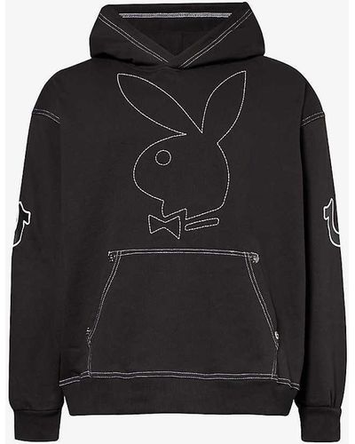 True Religion X Playboy Branded Relaxed-fit Cotton-blend Hoody - Black